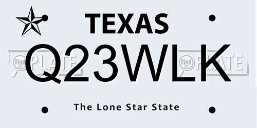 Q23WLK Texas License Plate