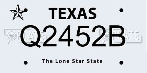 Q2452B Texas License Plate