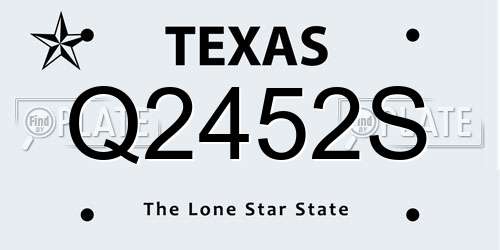 Q2452S Texas License Plate