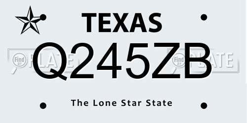 Q245ZB Texas License Plate