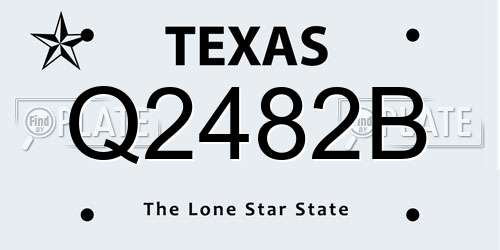Q2482B Texas License Plate