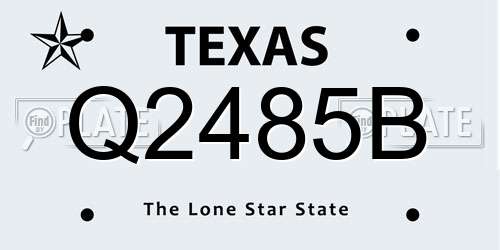 Q2485B Texas License Plate
