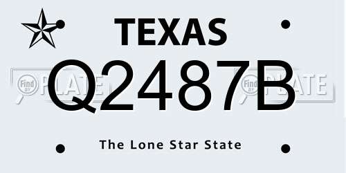 Q2487B Texas License Plate