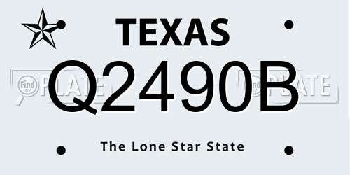 Q2490B Texas License Plate