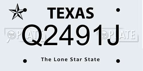 Q2491J Texas License Plate