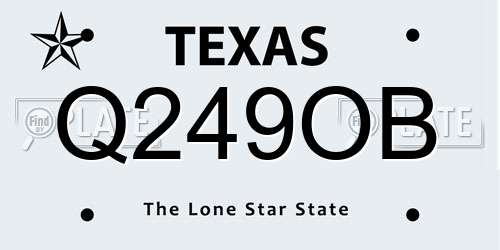 Q249OB Texas License Plate