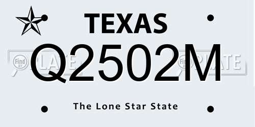 Q2502M Texas License Plate