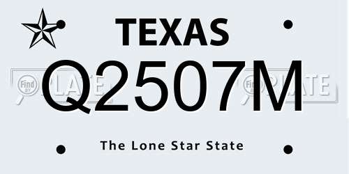 Q2507M Texas License Plate