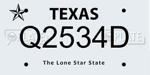 Q2534D Texas License Plate