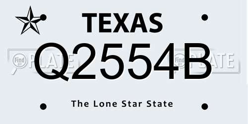 Q2554B Texas License Plate