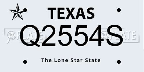 Q2554S Texas License Plate