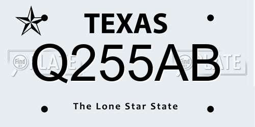 Q255AB Texas License Plate