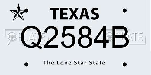 Q2584B Texas License Plate