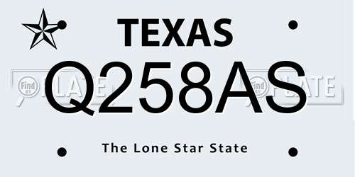 Q258AS Texas License Plate