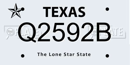 Q2592B Texas License Plate