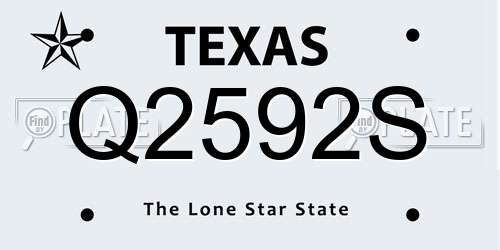 Q2592S Texas License Plate
