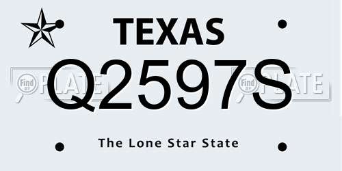 Q2597S Texas License Plate