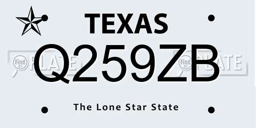 Q259ZB Texas License Plate