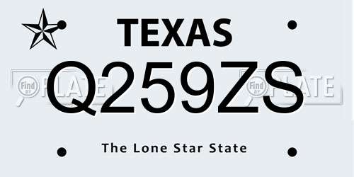 Q259ZS Texas License Plate