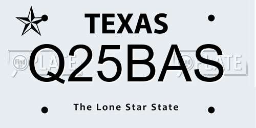 Q25BAS Texas License Plate