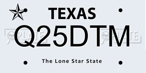 Q25DTM Texas License Plate