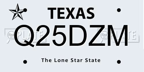 Q25DZM Texas License Plate