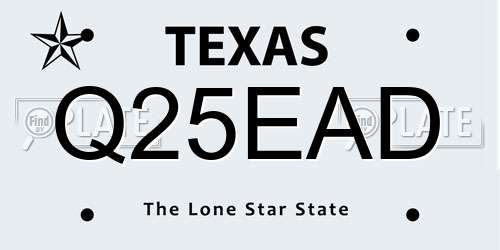 Q25EAD Texas License Plate