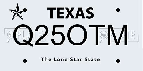 Q25OTM Texas License Plate