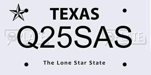 Q25SAS Texas License Plate