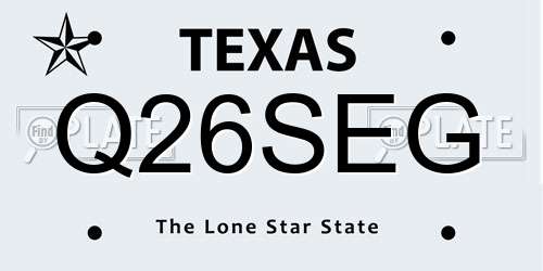 Q26SEG Texas License Plate
