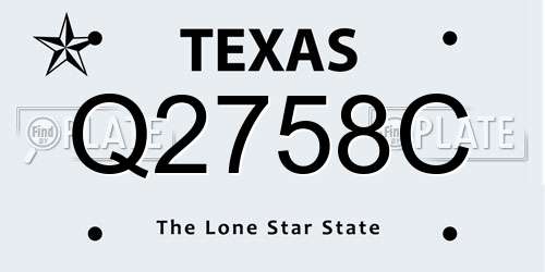 Q2758C Texas License Plate