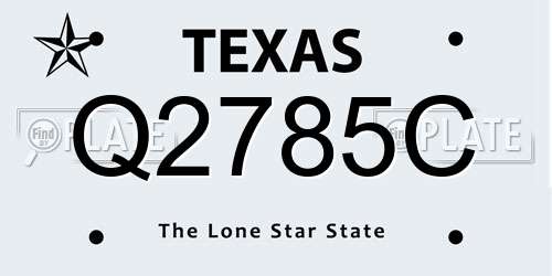 Q2785C Texas License Plate