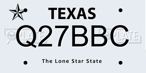 Q27BBC Texas License Plate