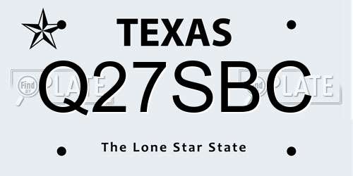Q27SBC Texas License Plate