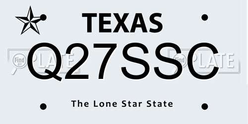 Q27SSC Texas License Plate
