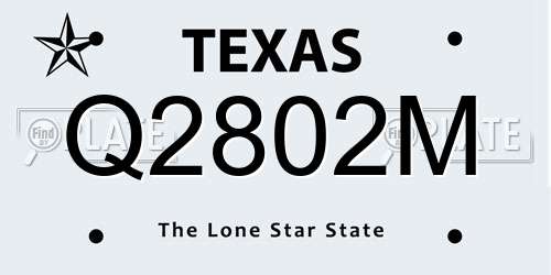 Q2802M Texas License Plate