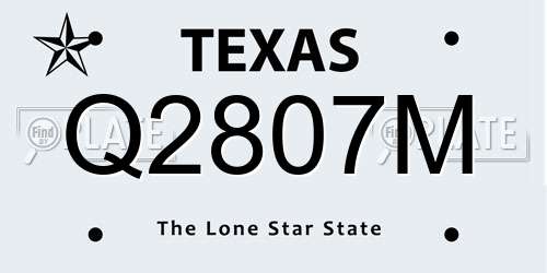 Q2807M Texas License Plate