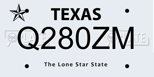 Q280ZM Texas License Plate