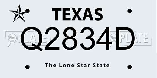 Q2834D Texas License Plate