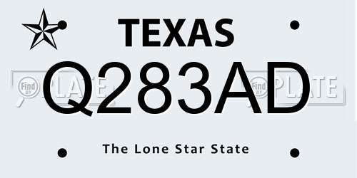 Q283AD Texas License Plate