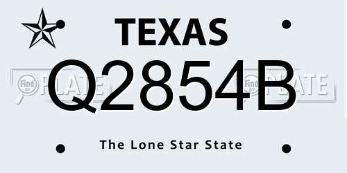 Q2854B Texas License Plate