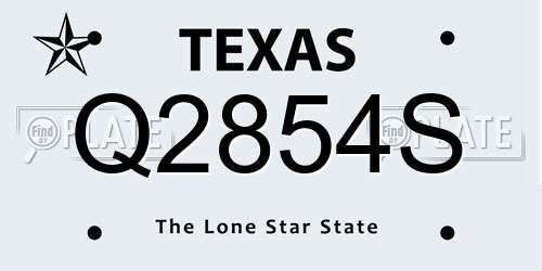 Q2854S Texas License Plate
