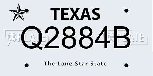 Q2884B Texas License Plate