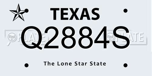 Q2884S Texas License Plate