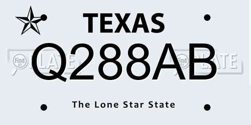 Q288AB Texas License Plate