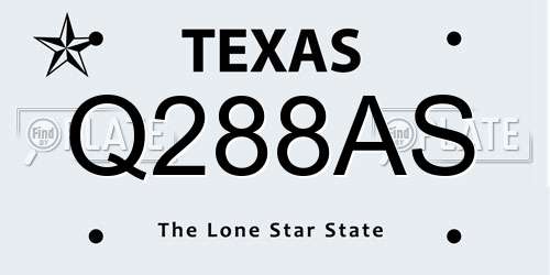 Q288AS Texas License Plate