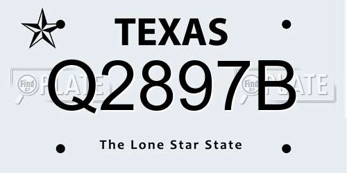 Q2897B Texas License Plate
