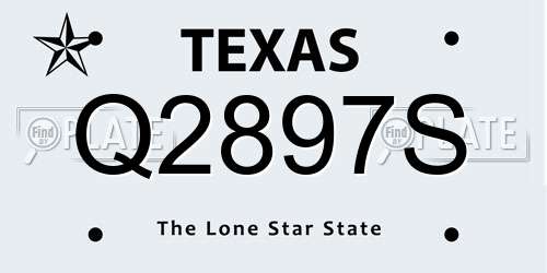 Q2897S Texas License Plate
