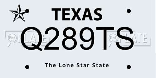 Q289TS Texas License Plate