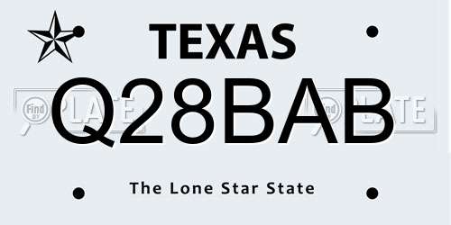 Q28BAB Texas License Plate